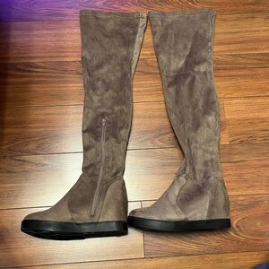 Taupe Over-the-Knee Women's Boots by Beston